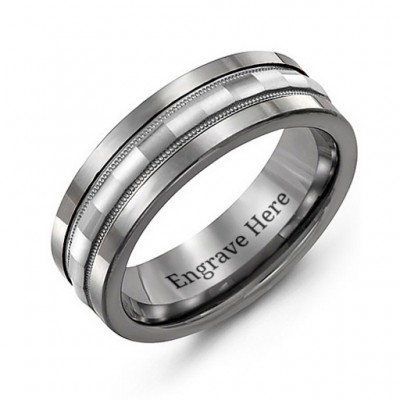 Tungsten Men s Tungsten Grooved Centre Band Ring - Custom Jewellery By All Uniqueness