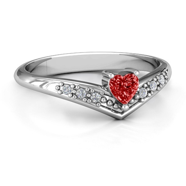 V-Accented Heart Ring - Custom Jewellery By All Uniqueness