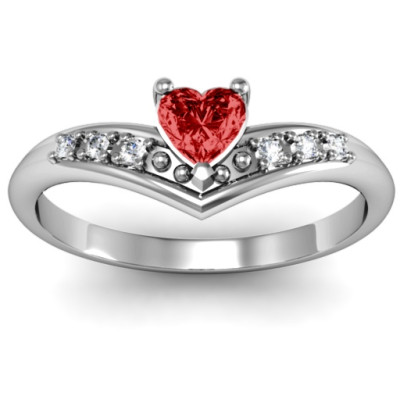V-Accented Heart Ring - Custom Jewellery By All Uniqueness