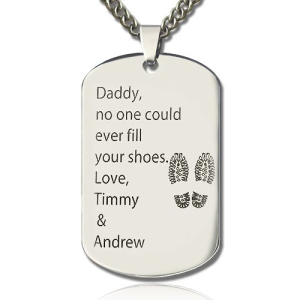 Father Day Gift Dog Tag Name Necklace - Custom Jewellery By All Uniqueness
