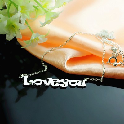 Cute Cartoon Ravie Font White Gold Plated Name Necklace - Custom Jewellery By All Uniqueness
