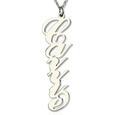 Vertical Carrie Style Name Necklace Silver - Custom Jewellery By All Uniqueness