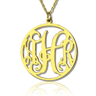 Gold Plated Circle Monogram Necklace - Custom Jewellery By All Uniqueness