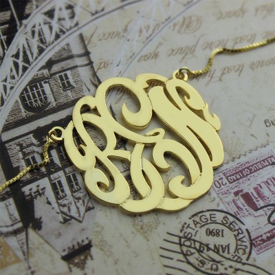 Gold Plated Large Monogram Necklace Hand-painted - Custom Jewellery By All Uniqueness