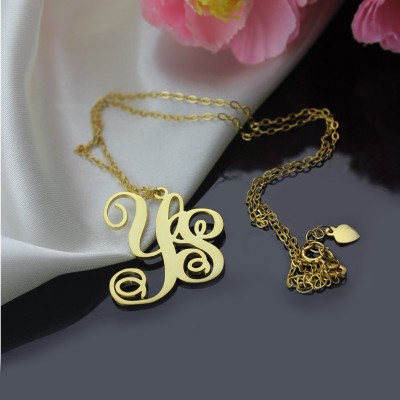 Gold Plated 2 Initial Monogram Necklace - Custom Jewellery By All Uniqueness