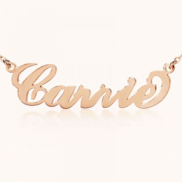 Carrie Name Necklace Solid Rose Gold - Custom Jewellery By All Uniqueness