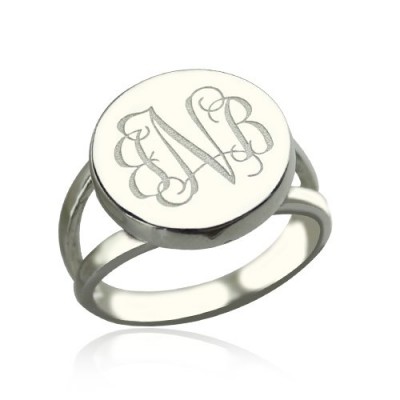 Silver Circle Monogram Signet Ring - Custom Jewellery By All Uniqueness
