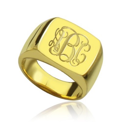 Gold Plated Fashion Monogram Initial Ring - Custom Jewellery By All Uniqueness