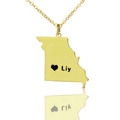 Custom Missouri State Shaped Necklaces With Heart Name Gold Plated - Custom Jewellery By All Uniqueness