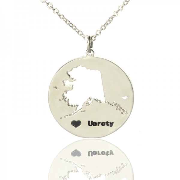 Custom Alaska Disc State Necklaces With Heart Name Silver - Custom Jewellery By All Uniqueness