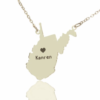 Custom West Virginia State Shaped Necklaces With Heart Name Silver - Custom Jewellery By All Uniqueness