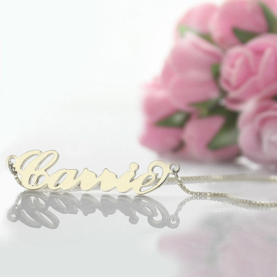 Carrie Name Necklace Silver - Box Chain - Custom Jewellery By All Uniqueness