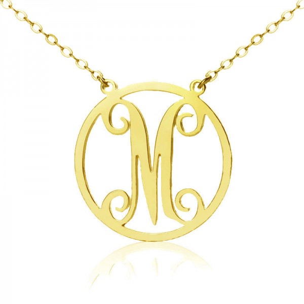 Gold Single Initial Circle Monogram Necklace - Custom Jewellery By All Uniqueness