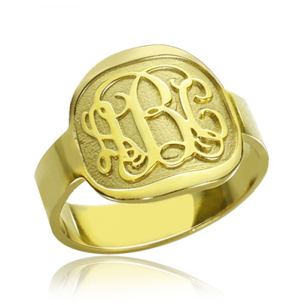 Engraved Designs Monogram Ring Gold Plated - Custom Jewellery By All Uniqueness