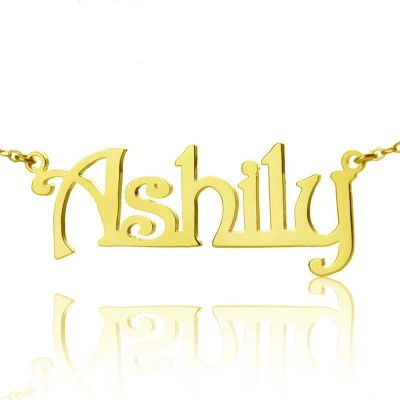 Gold Harrington Font Name Necklace- Gold Plated - Custom Jewellery By All Uniqueness