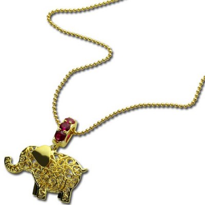 Elephant Necklace with Name Birthstone Gold Plated - Custom Jewellery By All Uniqueness