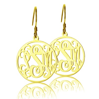 Gold Plated Circle Monogram Earring - Custom Jewellery By All Uniqueness