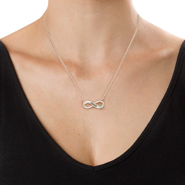 Silver Engraved Swarovski Infinity Necklace - Custom Jewellery By All Uniqueness