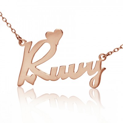 Rose Gold Plated Fiolex Girls Fonts Heart Name Necklace - Custom Jewellery By All Uniqueness