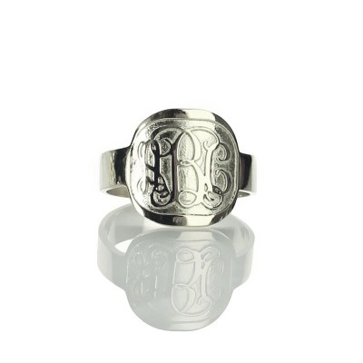 Engraved Designs Monogram Ring Silver - Custom Jewellery By All Uniqueness