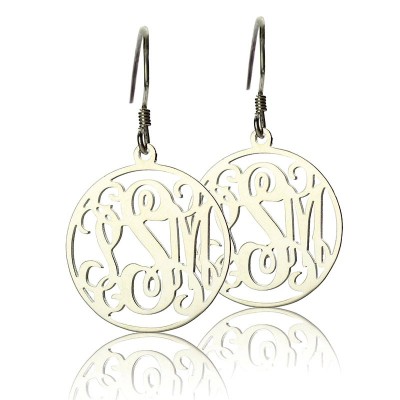 Circle Monogrammed Initial Earrings Silver - Custom Jewellery By All Uniqueness