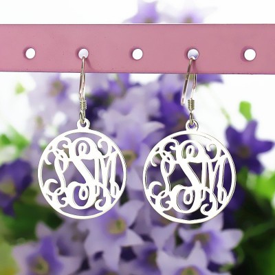 Circle Monogrammed Initial Earrings Silver - Custom Jewellery By All Uniqueness