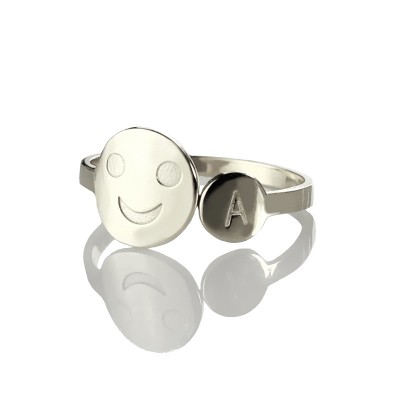 Smile Ring with Initial Silver - Custom Jewellery By All Uniqueness