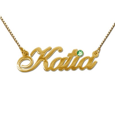 Gold and Swarovski Crystal Name Pendant - Custom Jewellery By All Uniqueness