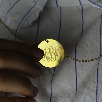Disc Script Monogram Necklace Gold Plated - Custom Jewellery By All Uniqueness