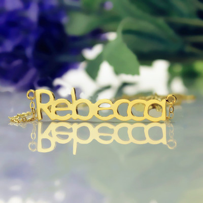 Nameplate Necklace Gold Plating "Rebecca" - Custom Jewellery By All Uniqueness