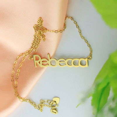 Nameplate Necklace Gold Plating "Rebecca" - Custom Jewellery By All Uniqueness