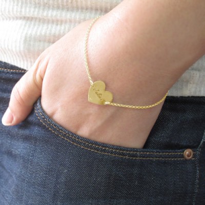Gold Plated Engraved Couples Heart Bracelet/Anklet - Custom Jewellery By All Uniqueness