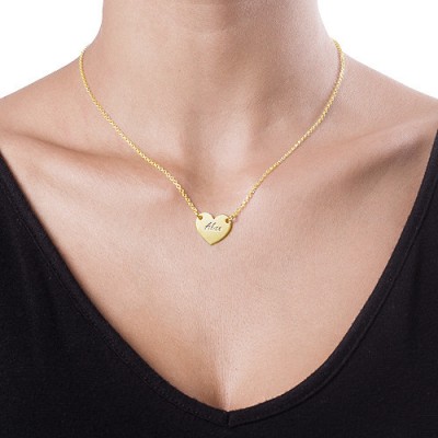 Gold Plated Heart Necklace with Engraving - Custom Jewellery By All Uniqueness