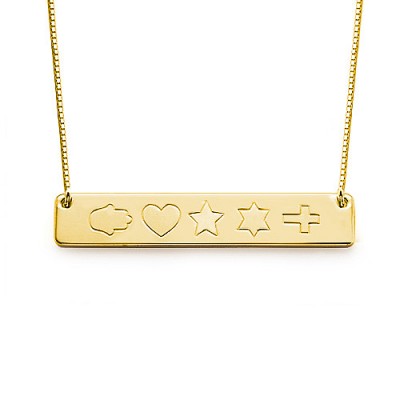 Gold Plated Icon Bar Necklace - Custom Jewellery By All Uniqueness