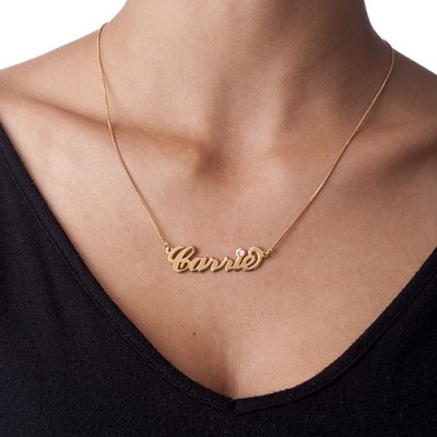 Gold-Plated Carrie Swarovski Name Necklace - Custom Jewellery By All Uniqueness