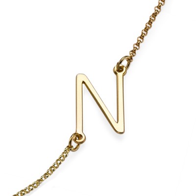 Gold Plated Sideways Initial Necklace - Custom Jewellery By All Uniqueness