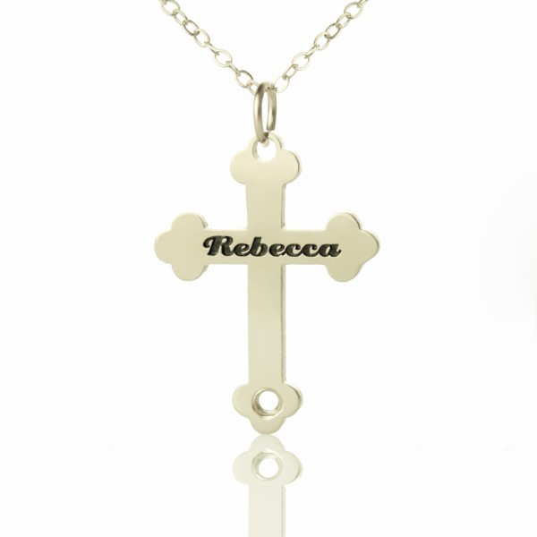 Silver Rebecca Font Cross Name Necklace - Custom Jewellery By All Uniqueness