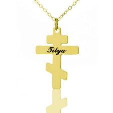 Crafting Your Story: Gold Plated 925 Silver Orthodox Cross Name Necklace
