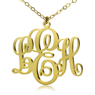 Vine Font Initial Monogram Necklace Gold Plated - Custom Jewellery By All Uniqueness