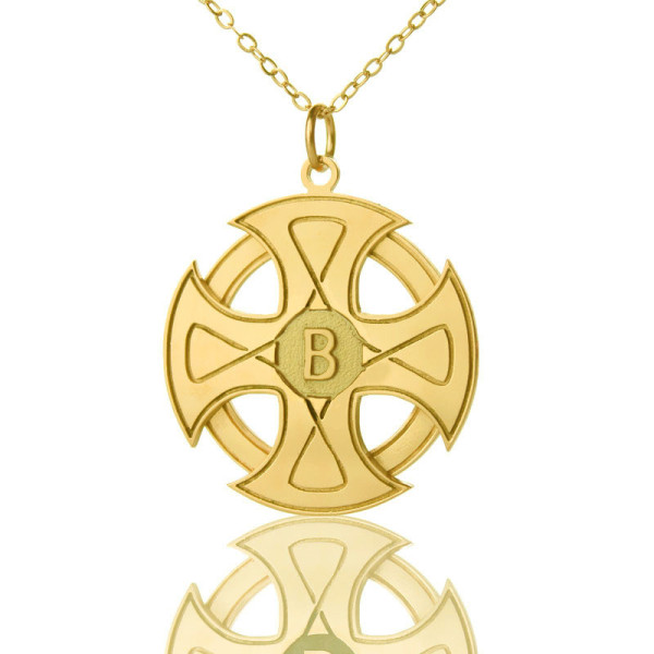 Engraved Celtic Cross Necklace Gold Plated 925 Silver - Custom Jewellery By All Uniqueness