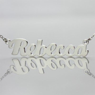 White Gold Plated Puff Font Name Necklace - Custom Jewellery By All Uniqueness