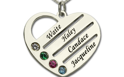 Personalized Mothers Heart Birthstone Necklace | All Uniqueness