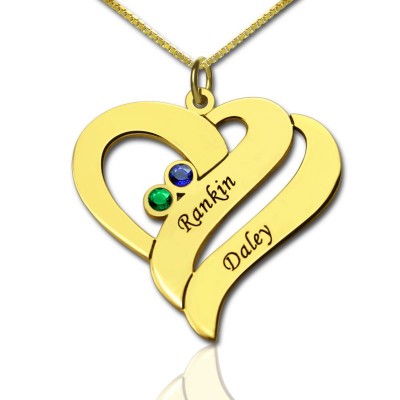 Two Hearts Forever One Love Necklace Gold Plated - Custom Jewellery By All Uniqueness