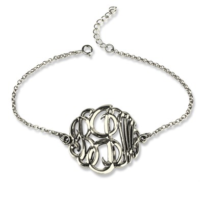 Silver Monogram Bracelet Hand-painted - Custom Jewellery By All Uniqueness