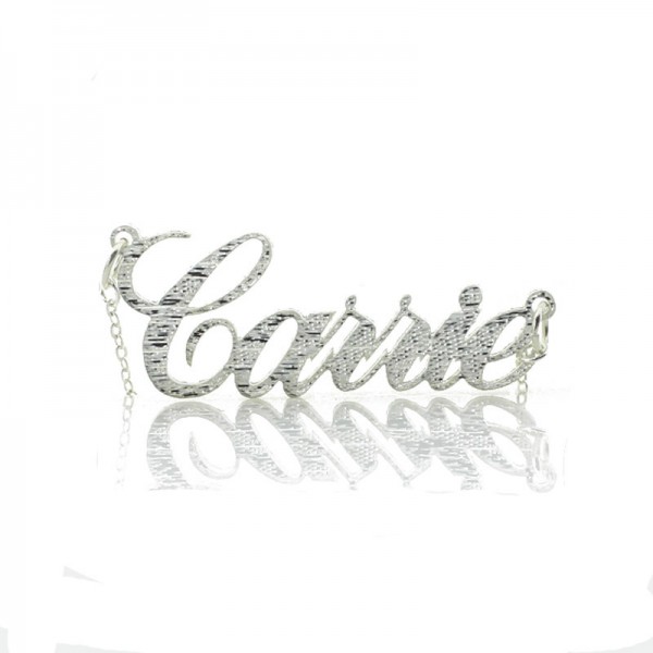 Carrie Silver Glitter Acrylic Name Necklack - Custom Jewellery By All Uniqueness