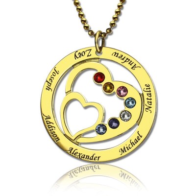 Heart in Heart Birthstone Name Necklace Gold Plated - Custom Jewellery By All Uniqueness