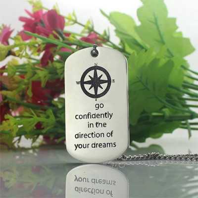 Compass Man s Dog Tag Name Necklace - Custom Jewellery By All Uniqueness