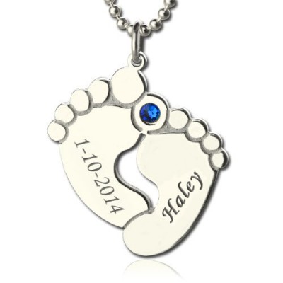 Memory Baby s Feet Charms with Birthstone Silver - Custom Jewellery By All Uniqueness