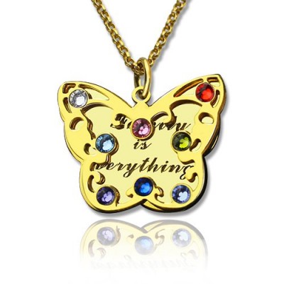 Birthstone Butterfly Necklace Gold Plated - Custom Jewellery By All Uniqueness