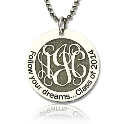 Class Graduation Monogram Necklace Silver - Custom Jewellery By All Uniqueness
